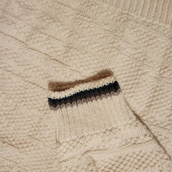 VTG Sweater Mens 4XLT Cream 3D Embroidered Bass Retro Made in USA 4 XL Tall - Picture 3 of 6